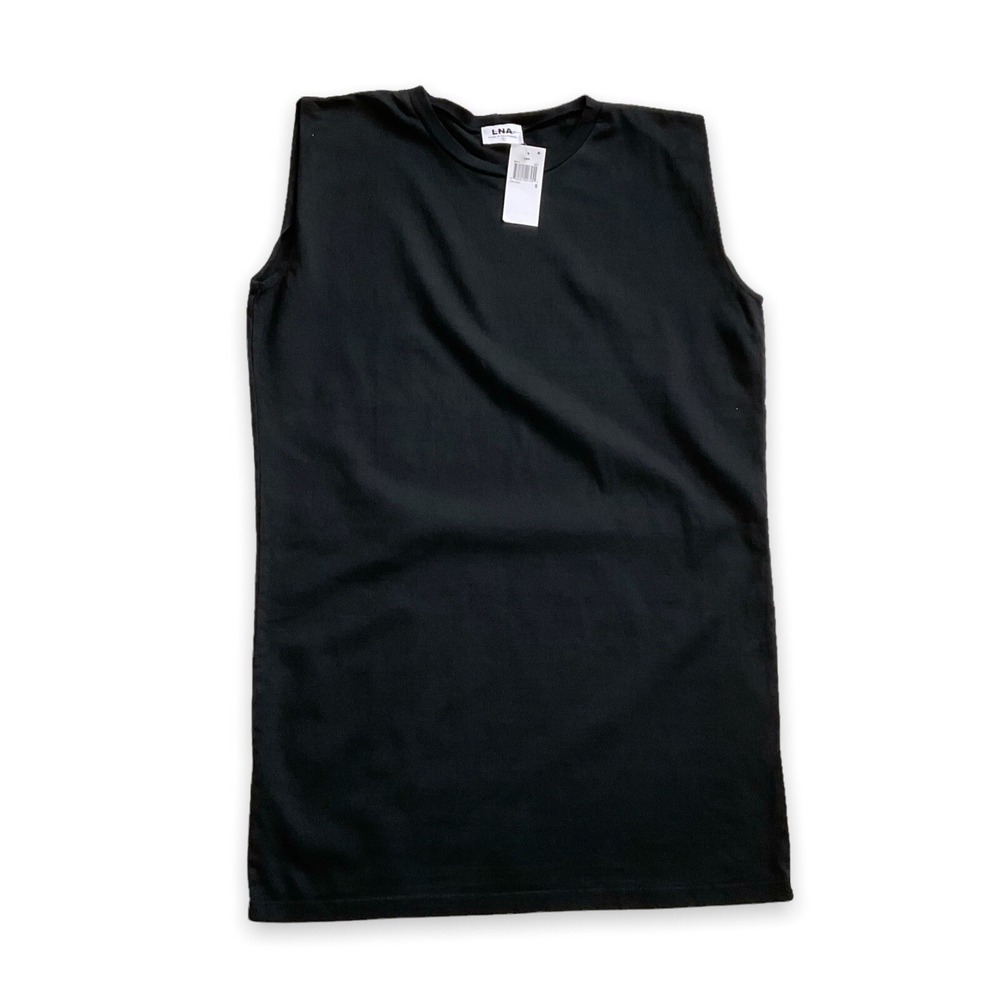 LNA Top Women Small Black Sleeveless T-Shirt Longline Double Layer NWT